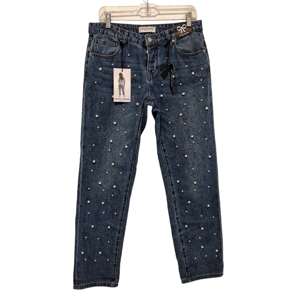 Ashley Mason - Pearl Embedded Boyfriend Slim Jeans